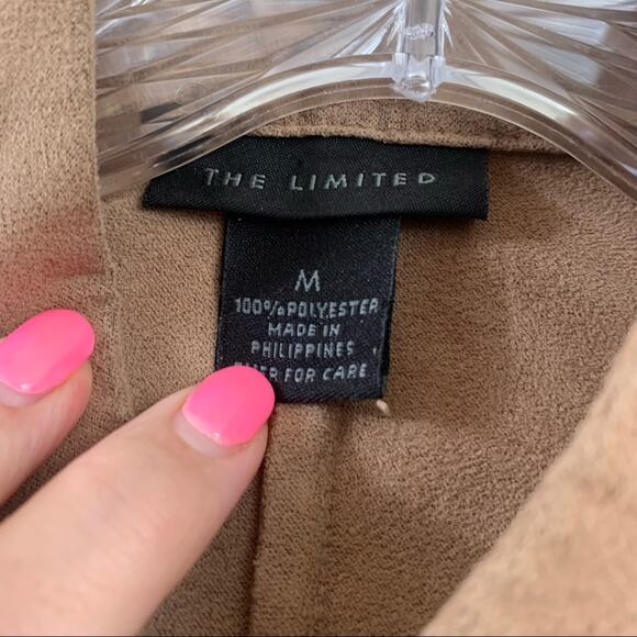 The Limited Y2K Flower Eyelet Bell Sleeved Faux Leather Scalloped Hem Tan Jacket - Picture 2 of 6